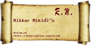 Rikker Miklós névjegykártya